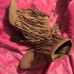 New tan fringe booties